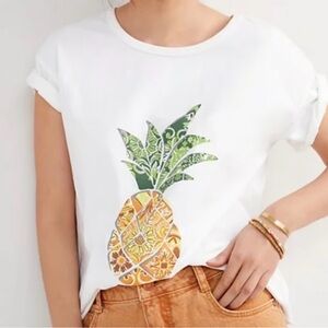 Farm Rio for Anthropologie Pineapple Tee Women’s Size Medium 100% Cotton